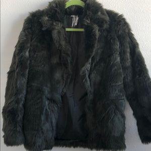 Green Faux fur coat